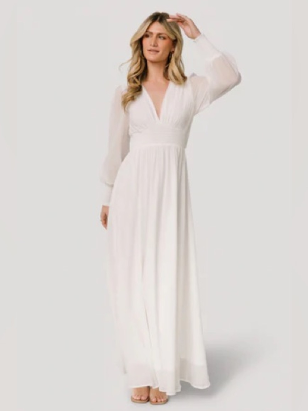 Baltic Born Olivia Maxi Dress White Long Sleeve Bridal Vacation Womens Large